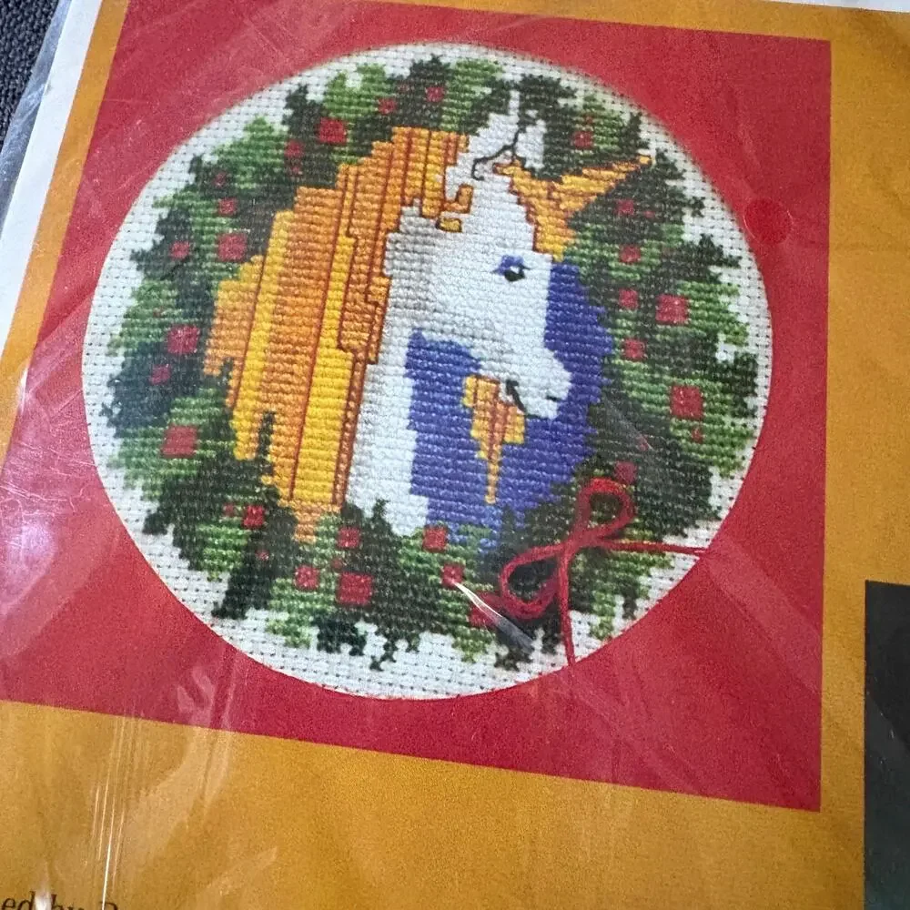 Enchanted Unicorn Vintage Counted Cross Stitch Kit by The Creative Circle - 1982